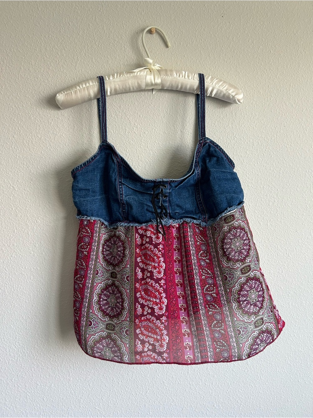 Y2K Zoey Beth Denim Bustier & Pink Paisley Mix Tank Top